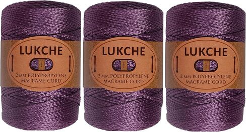 Lukche 1.5-2mm Polyester Macrame Cord 2 Skein (2x153 Yards) 100% Polypropylene Premium Macrame Rope, Colorful Yarn Crochet Macrame Bag Craft for Wall Hangers, Bags, Bottom Plates, Carpets (2 Blue) in Kuwait