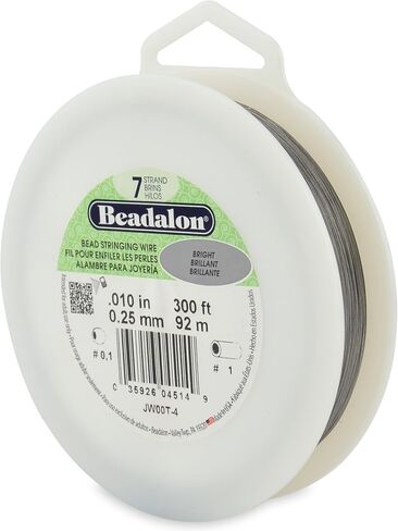 Beadalon 7 Strand Stainless Steel Bead Stringing Wire, 015 in / 0.38 mm, Bright, 300 ft / 91 m in Kuwait