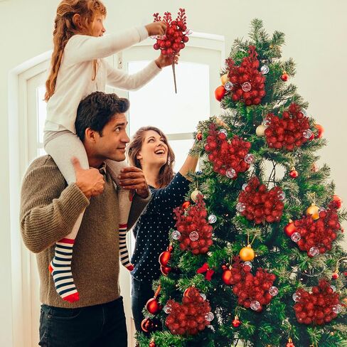 ceenna 24 حزمة عيد الميلاد الاصطناعي التوت الأحمر ينبع 8.5 بوصة عيد الميلاد بريق وهمية هولي التوت فروع بورجوندي بيري يختار لشجرة عيد الميلاد DIY إكليل الحرف عيد الميلاد ترتيبات الزهور ديكور المنزل in Kuwait