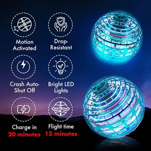 HAJIMARI Flying Ball G2 - Boomerang Ball That Comes Back to You | Floating Ball Toy for Kids and Adults | Drop-Resistant Levitation Ball | Soaring Orb Toy Hovers & Climbs | Up to 12 Min Runtime in Saudi Arabia