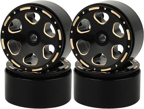 ZXYRC 1.0 بوصة طلاء أسود نحاسي 1:24 حواف محور عجلات Beadlock لـ 1/24 محوري AX24 SCX24 C10 شيفروليه 1/18 TRX4m RC أجزاء ترقية السيارة الزاحفة (النمط B) in Kuwait