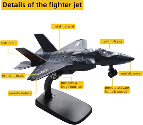 نموذج طائرة عسكرية مقاتلة F35 بمقياس 1:72 تعمل بالسحب للخلف مع اضواء واصوات للاطفال in Kuwait