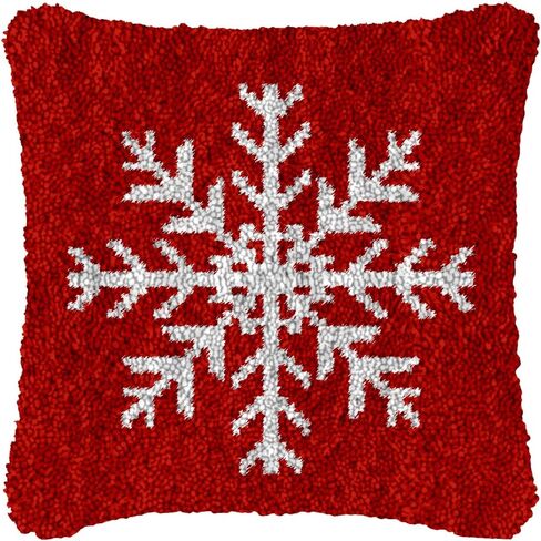 Red Christmas Tree Latch Hook Pillow Kits for Adults and Kids Beginner Handmade Needle Crochet Yarn Kits Embroidery Cushion Hook and Latch Kit Pillow Cover Rug Home Sofa Decoration 43x43cm(7) in Saudi Arabia