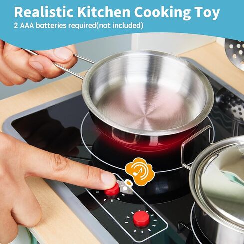 مجموعة ألعاب مطبخ خشبية، مجموعة مطبخ للأطفال الصغار للأعمار من 3 إلى 6 سنوات، مطبخ لعب تظاهري مع أضواء وأصوات حقيقية، مجموعات ألعاب مطبخ للأطفال مع 8 قطع من ملحقات أواني الطبخ، لعبة هدية للفتيات والفتيان (أخضر) in Kuwait