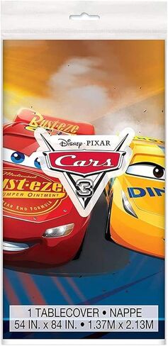 Unique Disney Cars 3 Rectangular Plastic Table Cover - 54" x 84", 1 Pc in Kuwait