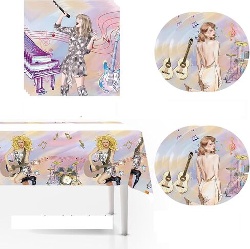 41 قطعة من لوازم الحفلات ذات طابع تايلور سينجر، 20 طبق، 20 منديل ومفرش طاولة، ديكورات حفلات عيد الميلاد للأولاد والبنات in Kuwait