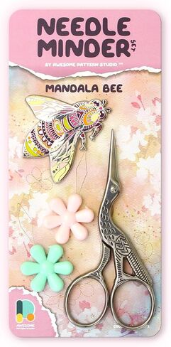 Awesome Pattern Studio Needle Minder Set - Mandala Bee Magnetic Needle Minder + 2 Needle Threaders. Enamel Pin for Cross Stitch, Embroidery and Craft in Saudi Arabia