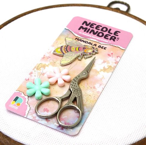 Awesome Pattern Studio Needle Minder Set - Mandala Bee Magnetic Needle Minder + 2 Needle Threaders. Enamel Pin for Cross Stitch, Embroidery and Craft in Saudi Arabia