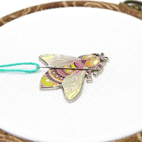 Awesome Pattern Studio Needle Minder Set - Mandala Bee Magnetic Needle Minder + 2 Needle Threaders. Enamel Pin for Cross Stitch, Embroidery and Craft in Saudi Arabia