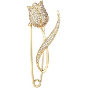 UNVAK Rhinestone Flower Brooches for Women Pearl Flower Brooch Pin Flower Safety Pins Gold-plated Lapel Pin Christmas Jewelry Gifts for Wife Mom Girls in Saudi Arabia