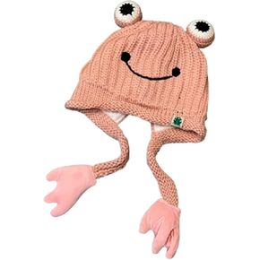 إمرأة لطيف الضفدع قبعة الكروشيه محبوك قبعة كبيرة العين الضفدع محبوك الشتاء الأذن واقية قبعات صغيرة قبعات محبوكة في الهواء الطلق الخريف in Kuwait
