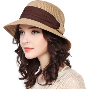 Lanzom Sun Hats for Women Wide Brim Straw Hat Summer Beach Hat Foldable Packable Cap for Travel Outdoor