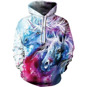 ainuno يونيكورن هوديي للنساء في سن المراهقة الفتيات، البلوز البلوز الجدة هوديس 3d مطبوعة قمم سترات الخريف لطيف in Kuwait