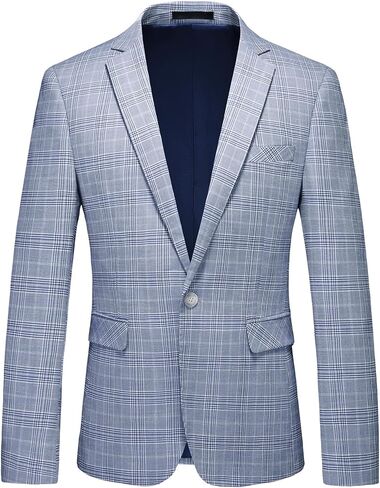 Men's Plaid Blazer Sport Coats Jackets Slim Fit Lightweight Casual Checkered Blazer for Men in Kuwait