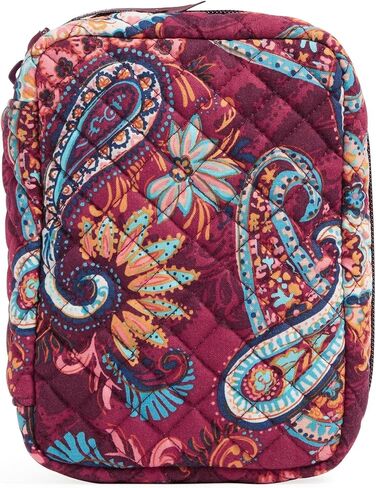 حقيبة تنظيم المجوهرات النسائية المصنوعة من القطن بسحاب من Vera Bradley، مظهر وردي - قطن معاد تدويره، مقاس واحد in Kuwait