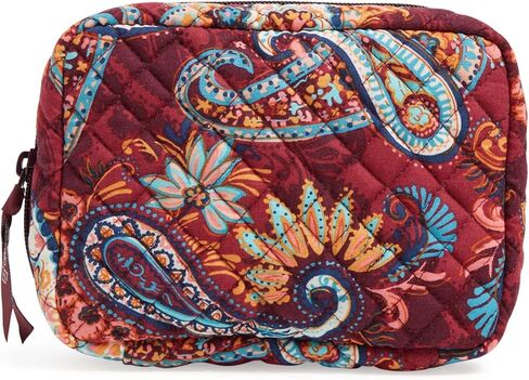 حقيبة تنظيم المجوهرات النسائية المصنوعة من القطن بسحاب من Vera Bradley، مظهر وردي - قطن معاد تدويره، مقاس واحد in Kuwait