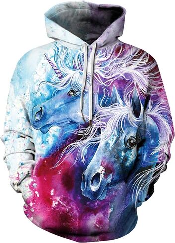 ainuno يونيكورن هوديي للنساء في سن المراهقة الفتيات، البلوز البلوز الجدة هوديس 3d مطبوعة قمم سترات الخريف لطيف in Kuwait