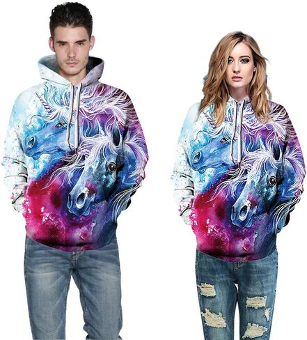 ainuno يونيكورن هوديي للنساء في سن المراهقة الفتيات، البلوز البلوز الجدة هوديس 3d مطبوعة قمم سترات الخريف لطيف in Kuwait