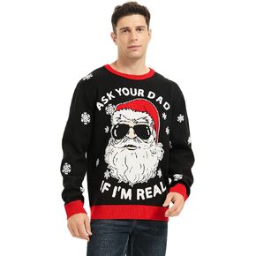 Frojuly Ugly Christmas Sweater Men Funny Tacky Inappropriate Hilarious Mens Holiday Sweaters Adult for Xmas Vacation Party in Kuwait