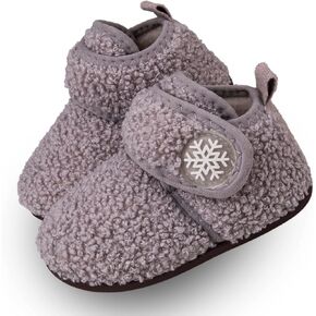 Charrost Toddler Slippers Baby Girls Boys Soft Sole Non Slip Socks House Slippers Baby First Walking Shoes Infant Lightweight Safer Slip On Winter Warm Fuzzy Fleece Sneakers Rubber Sole Indoor