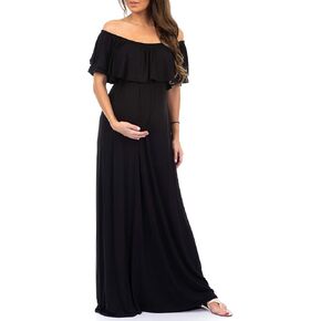 Mother Bee Maternity Open Shoulder Dress with Ruffles in Saudi Arabia