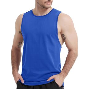 MAGCOMSEN Mens Workout Cut Off Shirt Sleeveless Muscle Shirts Athletic Cotton Tank Tops Gym Fitted Tanks Summer Running in Saudi Arabia