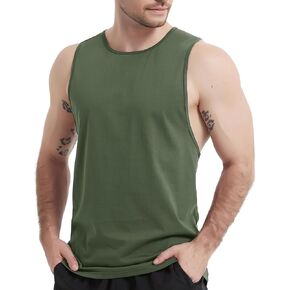 MAGCOMSEN Mens Workout Cut Off Shirt Sleeveless Muscle Shirts Athletic Cotton Tank Tops Gym Fitted Tanks Summer Running