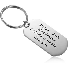 Funny Gift for Him, Drive Safe Keychain for Boyfriend Husband, Valentines Day from Girlfriend Wife, Handsome I Love You Key Chain for Driver in Saudi Arabia