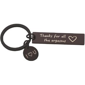 Couples Gifts Keychain for Boyfriend Husband Thanks for All The Orgasams Key Ring for Husband Wife Anniversary Birthday Gifts