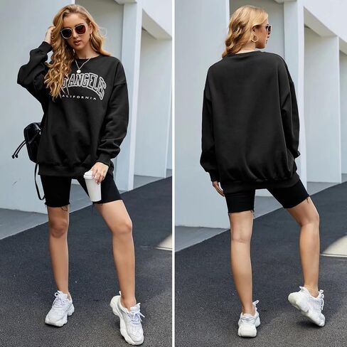 BBX Lephsnt بلوزات كبيرة الحجم للنساء فضفاضة تناسب Crewneck خمر الجرافيك قمصان ثقيلة مبطنة بالصوف in Kuwait