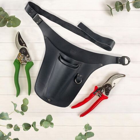 Hide & Drink, Florist Tool Belt for Women, Measuring Tape Holder, Gardening Scissors Holster, Small Waist Bag, Pruning Shears Case for Ladies, Full Grain Leather, Handmade, Charcoal Black in Saudi Arabia