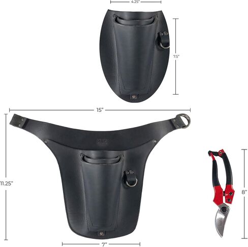 Hide & Drink, Florist Tool Belt for Women, Measuring Tape Holder, Gardening Scissors Holster, Small Waist Bag, Pruning Shears Case for Ladies, Full Grain Leather, Handmade, Charcoal Black in Saudi Arabia