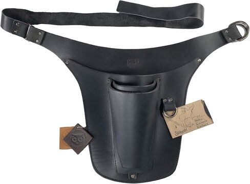 Hide & Drink, Florist Tool Belt for Women, Measuring Tape Holder, Gardening Scissors Holster, Small Waist Bag, Pruning Shears Case for Ladies, Full Grain Leather, Handmade, Charcoal Black in Saudi Arabia