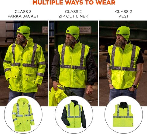 Ergodyne mens Hoodie Type R Class 3 4 in 1 Jacket, Lime, X-Large US in Saudi Arabia