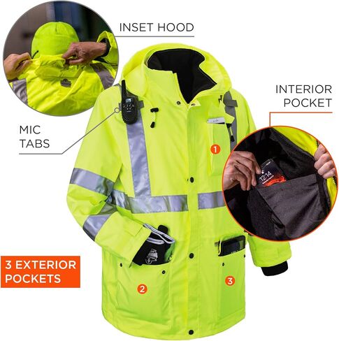 Ergodyne mens Hoodie Type R Class 3 4 in 1 Jacket, Lime, X-Large US in Saudi Arabia