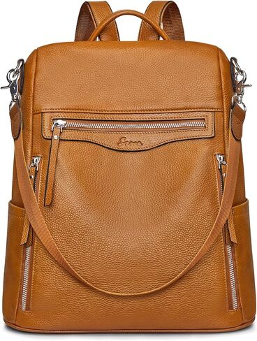 S-ZONE Women Genuine Leather Backpack Purse Ladies Soft Shoulder Bag College Casual Daypack in Saudi Arabia