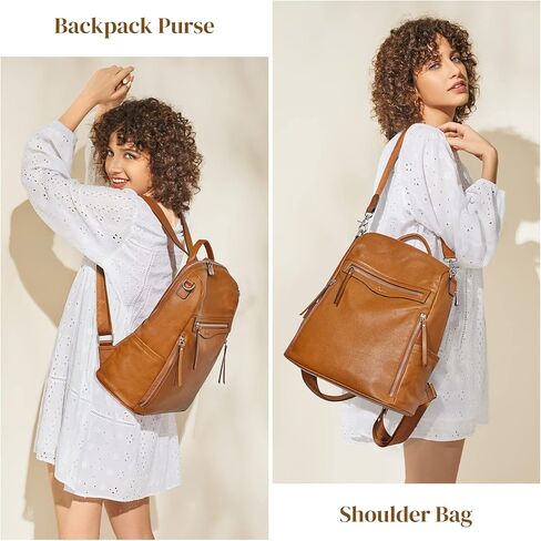 S-ZONE Women Genuine Leather Backpack Purse Ladies Soft Shoulder Bag College Casual Daypack in Saudi Arabia