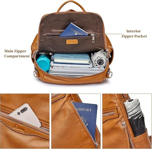 S-ZONE Women Genuine Leather Backpack Purse Ladies Soft Shoulder Bag College Casual Daypack in Saudi Arabia