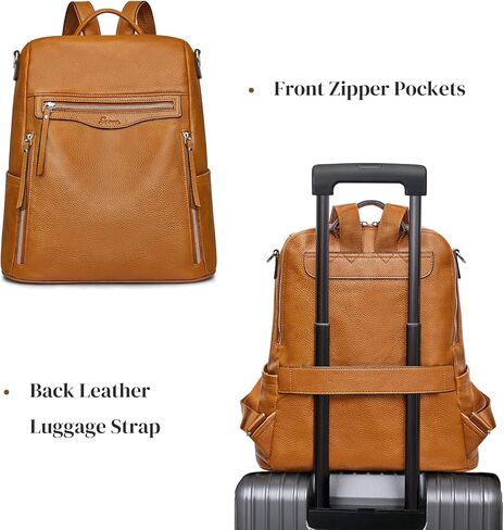 S-ZONE Women Genuine Leather Backpack Purse Ladies Soft Shoulder Bag College Casual Daypack in Saudi Arabia