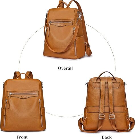 S-ZONE Women Genuine Leather Backpack Purse Ladies Soft Shoulder Bag College Casual Daypack in Saudi Arabia