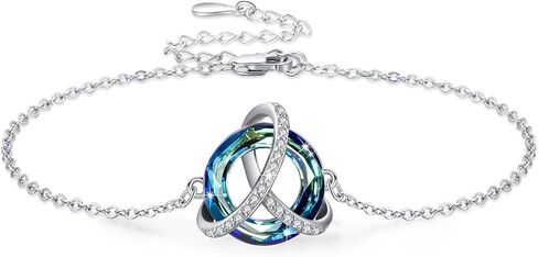 MEDWISE Celtic Crystal Ankle Bracelet 925 Sterling Silver Celtic Anklet for Women Irish Friendship Celtic Knot Blue Crystal Anklet Gifts for Christmas Birhday in Saudi Arabia