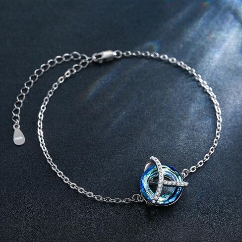 MEDWISE Celtic Crystal Ankle Bracelet 925 Sterling Silver Celtic Anklet for Women Irish Friendship Celtic Knot Blue Crystal Anklet Gifts for Christmas Birhday in Saudi Arabia