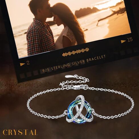 MEDWISE Celtic Crystal Ankle Bracelet 925 Sterling Silver Celtic Anklet for Women Irish Friendship Celtic Knot Blue Crystal Anklet Gifts for Christmas Birhday in Saudi Arabia