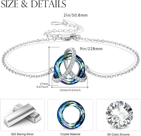 MEDWISE Celtic Crystal Ankle Bracelet 925 Sterling Silver Celtic Anklet for Women Irish Friendship Celtic Knot Blue Crystal Anklet Gifts for Christmas Birhday in Saudi Arabia