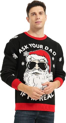 Frojuly Ugly Christmas Sweater Men Funny Tacky Inappropriate Hilarious Mens Holiday Sweaters Adult for Xmas Vacation Party in Kuwait