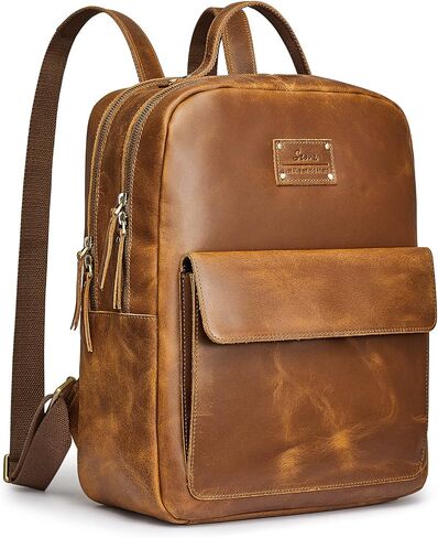 S-ZONE Large Genuine Leather Backpack Purse for Women Vintage Rucksack Travel Daypack with Luggage Sleeve in Saudi Arabia