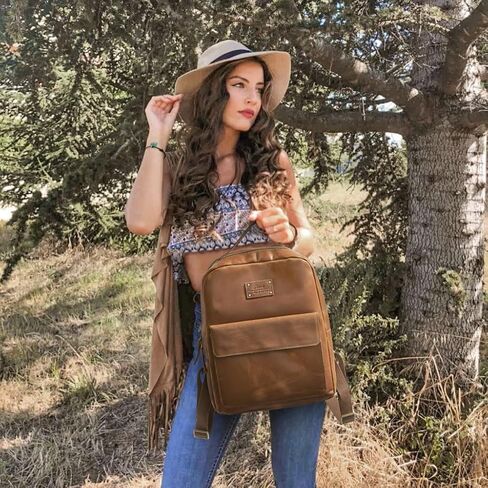 S-ZONE Large Genuine Leather Backpack Purse for Women Vintage Rucksack Travel Daypack with Luggage Sleeve in Saudi Arabia