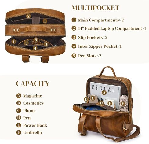 S-ZONE Large Genuine Leather Backpack Purse for Women Vintage Rucksack Travel Daypack with Luggage Sleeve in Saudi Arabia