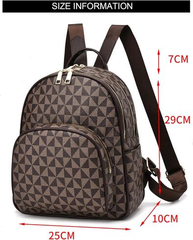 حقيبة ظهر من الجلد الصناعي حقيبة كتف للسفر للنساء والسيدات باللون البيج in Kuwait