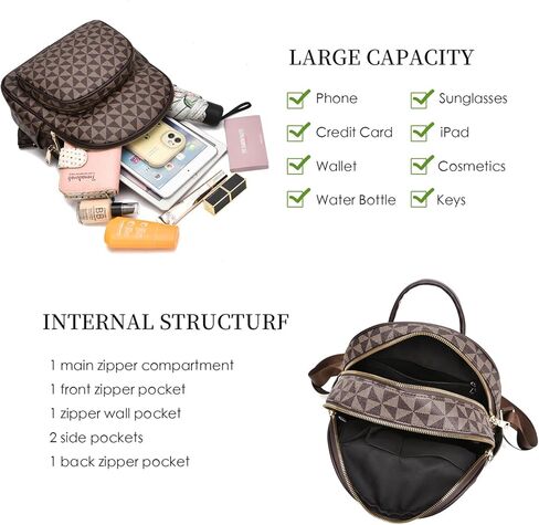 حقيبة ظهر من الجلد الصناعي حقيبة كتف للسفر للنساء والسيدات باللون البيج in Kuwait